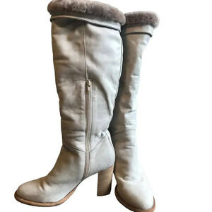 Vero Cuoio Leather Upper Rubber Sole Made in Italy Cozy Fur Boots Women Size 9
